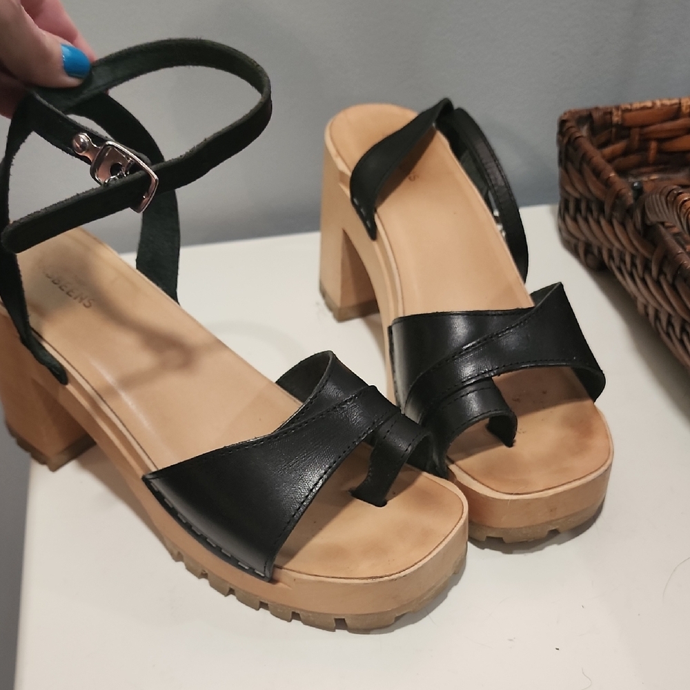 Swedish Hasbees Clog Sandals Size 38 Black